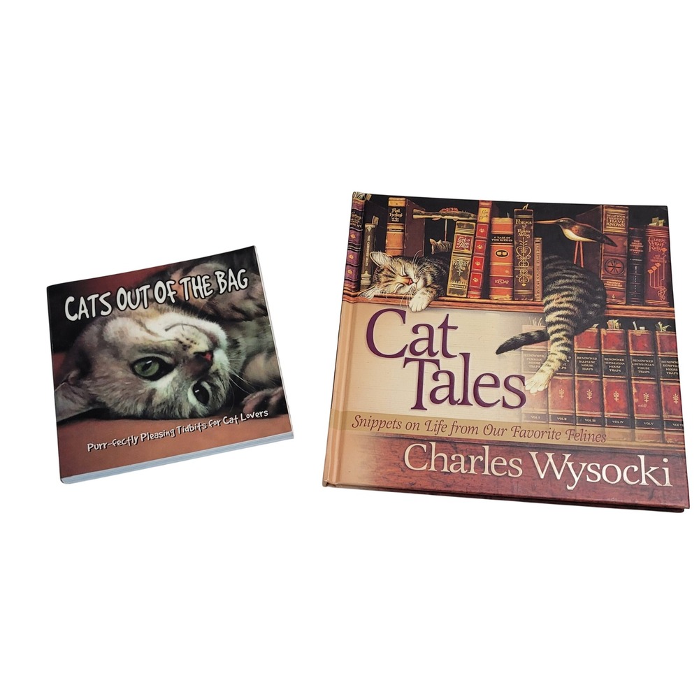 Charles Wysocki Cat Tales & Cats Out of the Bag Book Set Feline Art Trivia 2pc